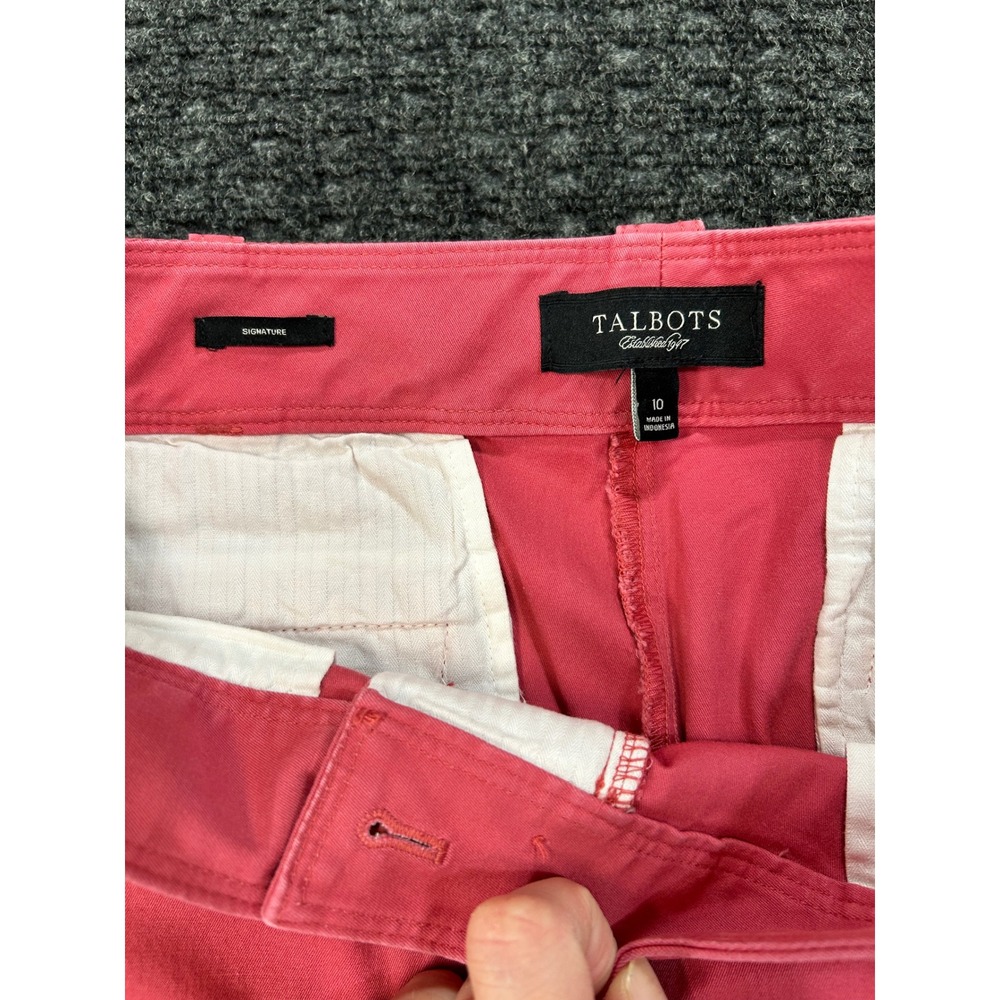 Talbots Heritage Fit Womens Coral Pink Crop Pants Straight Leg Stretch Chino 12 - Picture 2 of 9